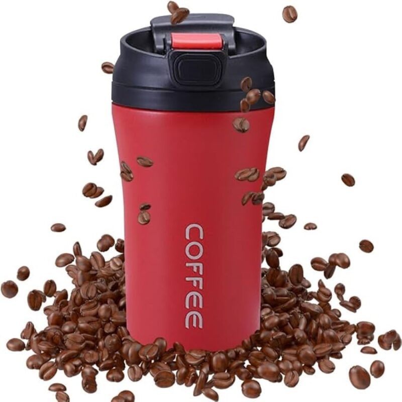Double Wall Stainless Steel Coffee Thermos Cup with Straw Multifunctional Car Vacuum Flask Portable Travel Insulated
