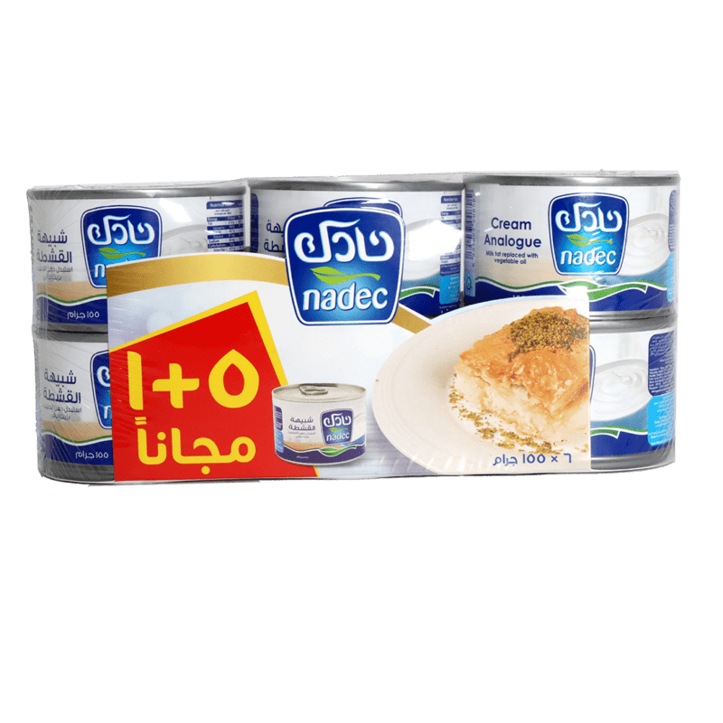 ### 🥄 **نادك شبيهة قشطة – 5 + 1 مجاناً (155 جم)** ✅ **الوصف**: نادك شبيهة القشطة هو خيار مثالي لأولئك الذين يبحثون عن **طعم كريمي غني** مع **قيمة غذائية عالية**، وهو يأتي بعبوة **155 جم** مع عرض خاص **5 عبوات + 1 مجاناً**. هذا المنتج مثالي لتحضير الحلويات والأطباق المالحة. ### ✨ **مميزاته:** - 🍰 **مثالي للحلويات** مثل الكنافة، الكيك، والتشيز كيك. - 🥘 **مناسب للأطباق المالحة** مثل المعكرونة والشوربات الكريمية. - 🥄 **قوام كريمي سلس** يضفي طعماً لذيذاً. - 🏷️ **عرض 5 + 1 مجاناً** يوفر لك قيمة إضافية. - 📦 **حجم 155 جم** يناسب الاستخدام اليومي أو العائلي. ### ⭐ **لماذا تشتري من متجر التين؟** - 🏷️ **أفضل الأسعار والعروض الحصرية** مثل عرض 5 + 1 مجاناً. - 🚚 **توصيل سريع وآمن إلى جميع المناطق.** - 🥇 **منتجات عالية الجودة وطازجة دائماً.** - 🎁 **خصومات مستمرة وعروض مميزة على المنتجات الغذائية.** **🛍️ احصل عليها الآن من متجر التين!**