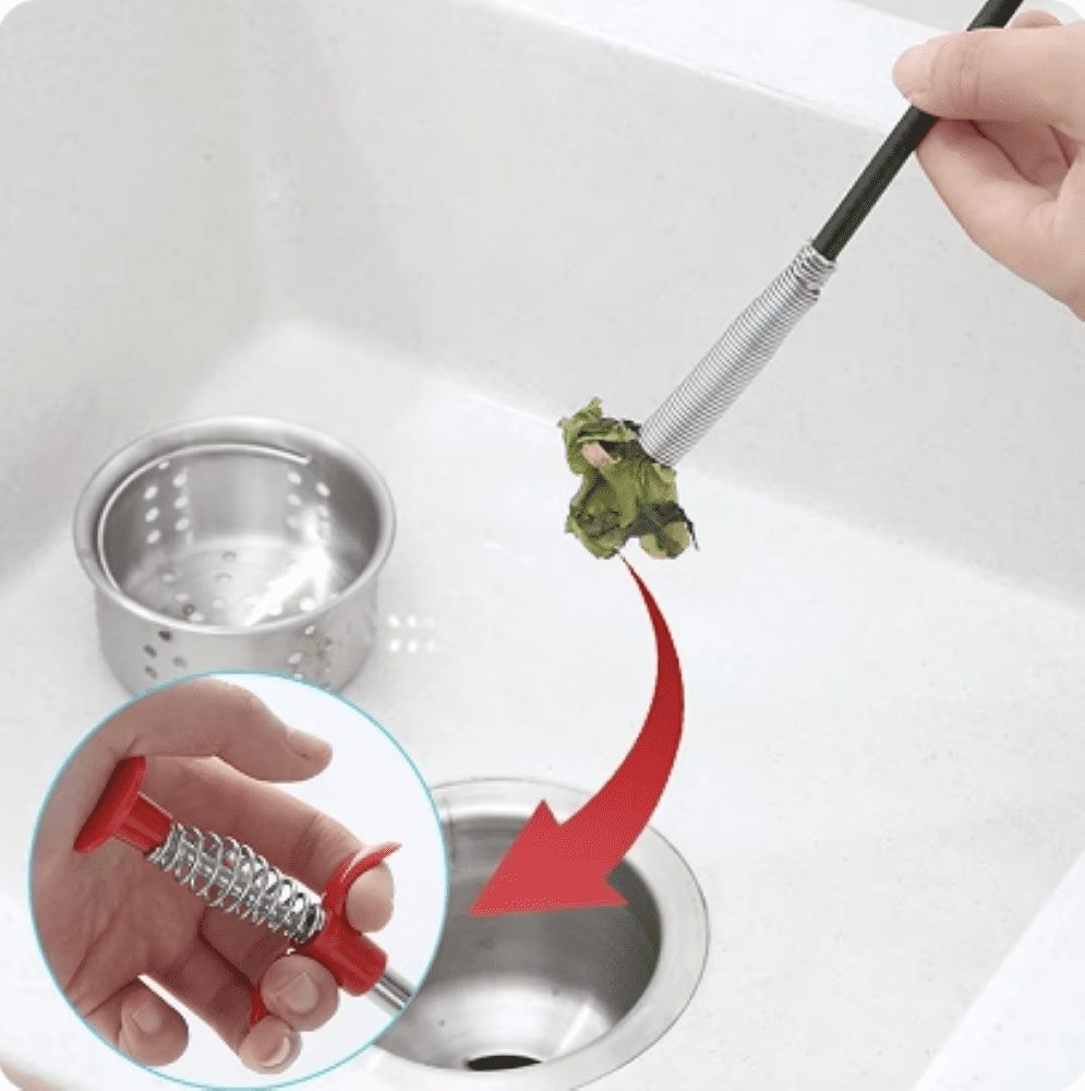 Snake Drain Cleaner Stick, 60cm Clog Remover, Spring Pipe, Household Cleaning Tools, Hair Cleaner for Kitchen Sink, Bathroom Sink and Toilet