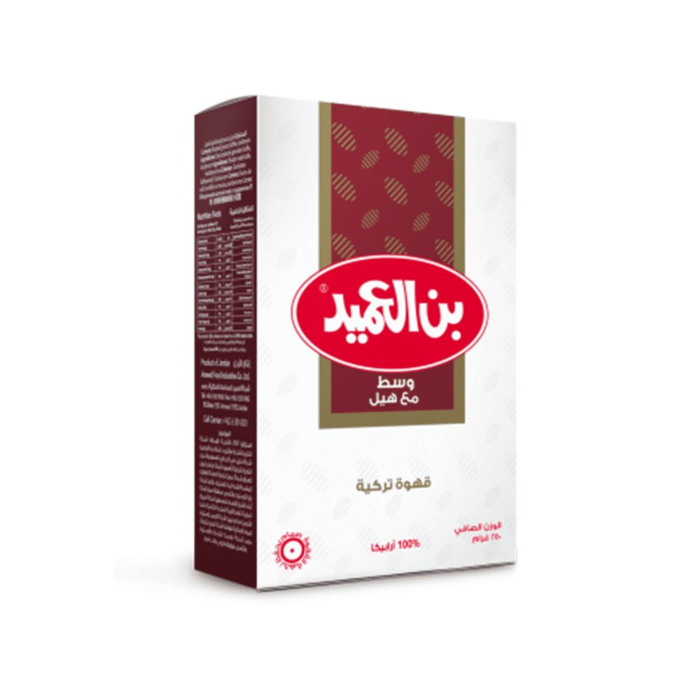 Turkish coffee from Al-Ameed Coffee, medium, with cardamom, 250 grams