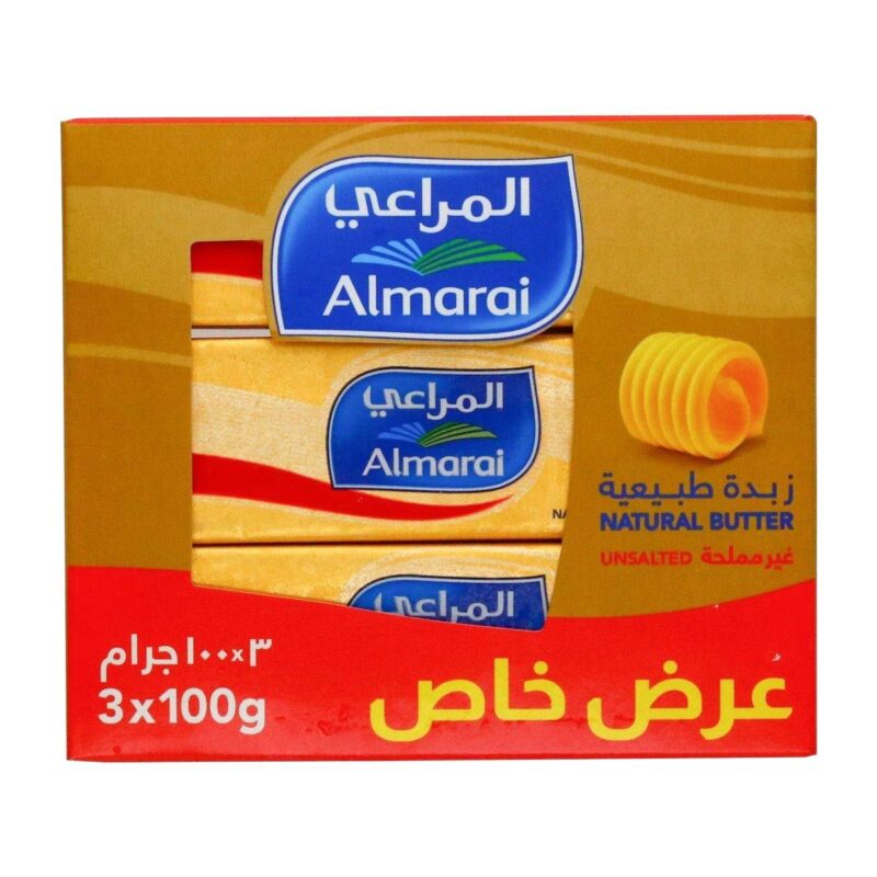 زبدة المراعي الطبيعية غير المملحة – 3 × 100 غرام: