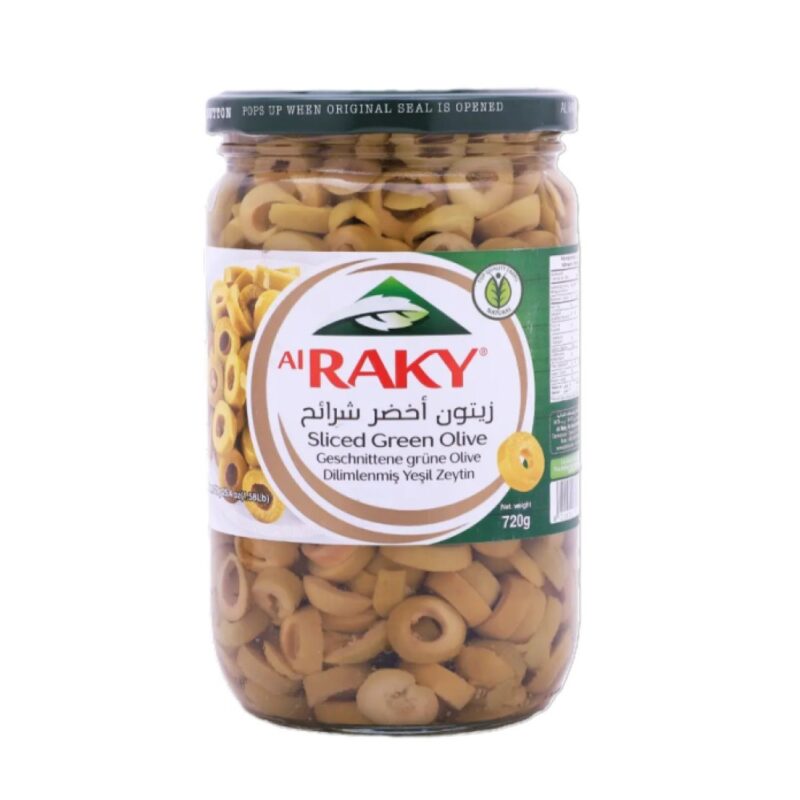 Al Raqi - Green Olive Slices 720g 🫒✨