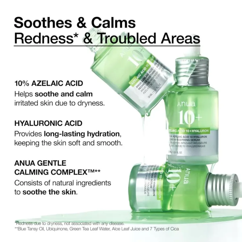 ⁦🧴 سيروم أزيلايك أسيد 10% + هيالورون من أنوا – 30 مل  ANUA Azelaic Acid 10% + Hyaluronic Acid Serum – 30ml⁩ - الصورة ⁦3⁩