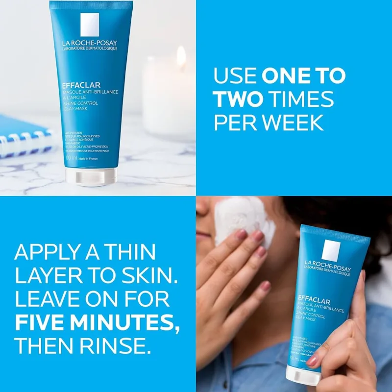 ⁦لا روش بوزيه – قناع الطين إيفاكلار للتحكم في اللمعان – 100 مل (3.4 أونصة) La Roche-Posay Effaclar Shine Control Clay Mask – 100ml⁩ - الصورة ⁦3⁩