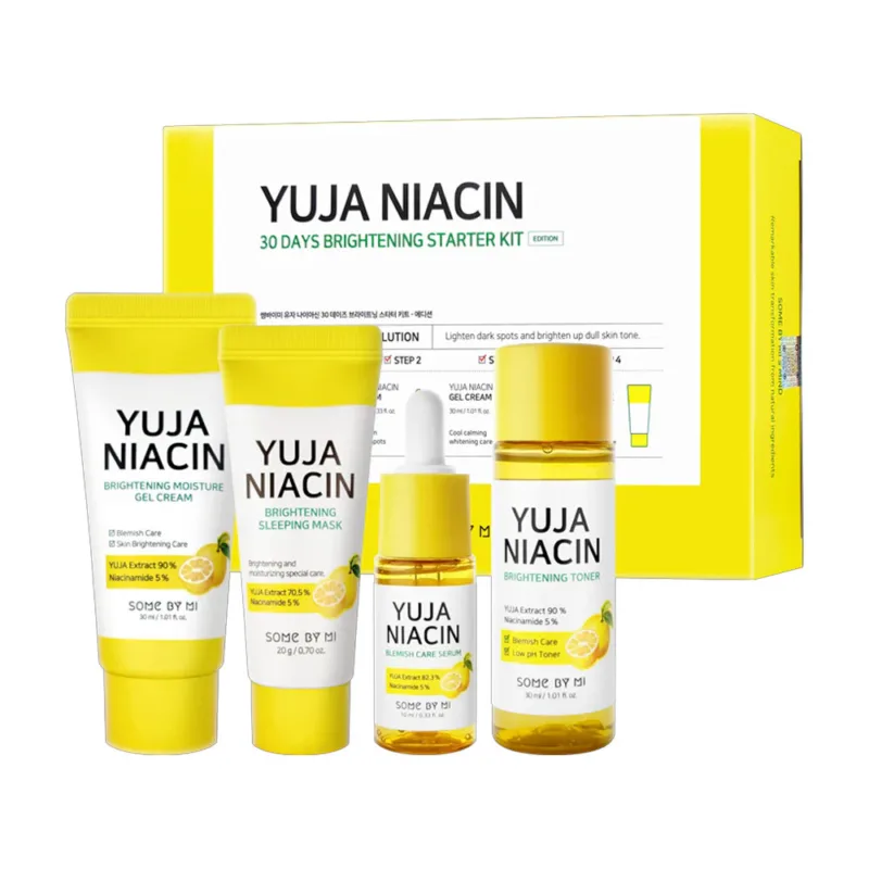🧴 مجموعة يوجا نياسين لمعالجة عيوب البشرة – 4 قطع  Some By Mi – Yuja Niacin Brightening Starter Kit (4 Pieces)