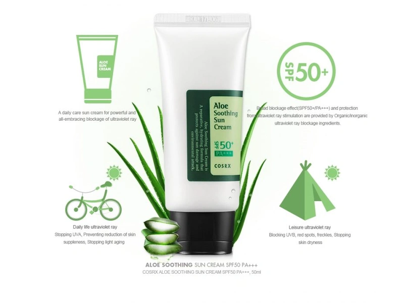⁦🧴 واقي شمس كوسركس بخلاصة الصبار – SPF 50 – 50 مل  COSRX Aloe Soothing Sun Cream SPF 50+ PA+++ – 50ml⁩ - الصورة ⁦2⁩