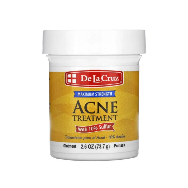🧴 دي لا كروز مرهم علاج حب الشباب مع 10% كبريت – 73.7 جرام  De La Cruz Acne Treatment Ointment with 10% Sulfur – 2.6 oz (73.7g)