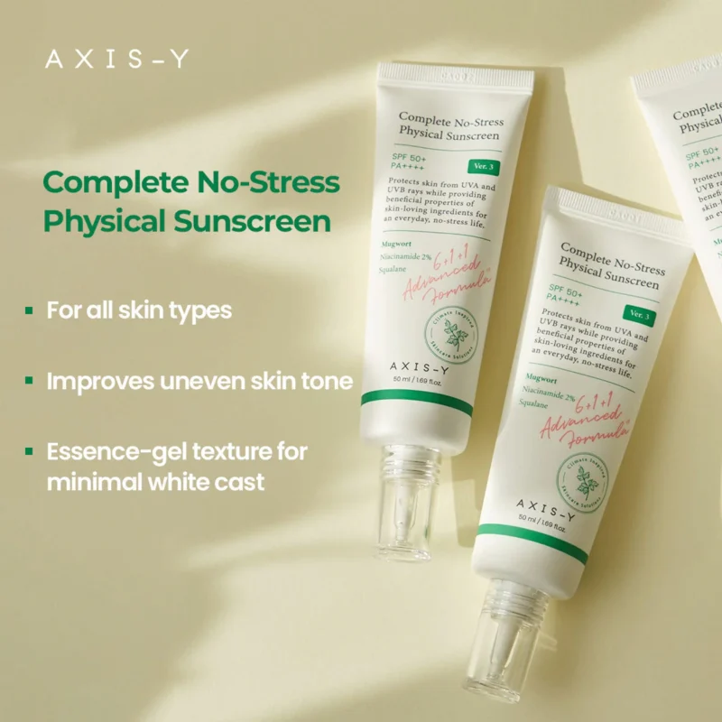 ⁦🧴 واقي شمس بعامل حماية +50 من أكسيس واي – 50 مل  Axis-Y Complete No-Stress Physical Sunscreen SPF 50+ PA++++ – 50ml⁩ - الصورة ⁦3⁩