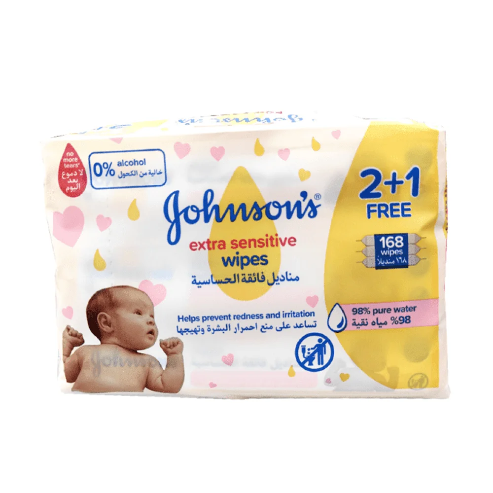 Johnson's Baby Extra Sensitive Wipes - 168 Wipes