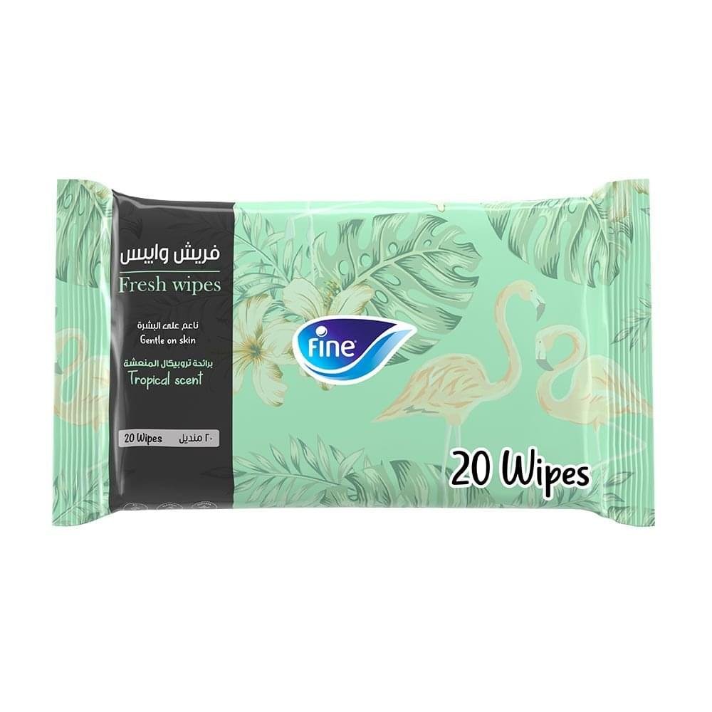 Fine Fresh Tropical Scented Wet Wipes - 20 Wipes