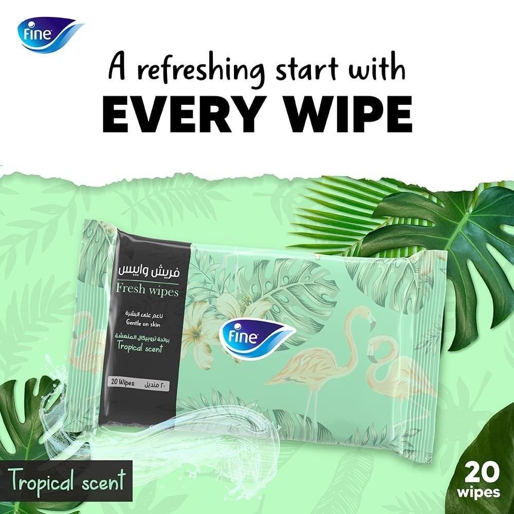Fine Fresh Tropical Scented Wet Wipes - 20 Wipes - Image 2