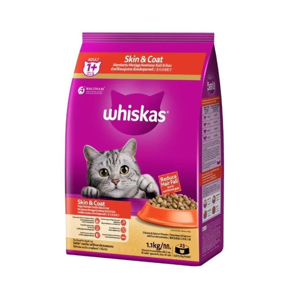 🐱 Whiskas Dry Cat Food - Skin & Coat Care 1.1 kg